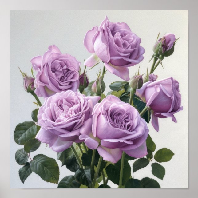 Lavendel Rose Blume Art Print Poster (Vorne)