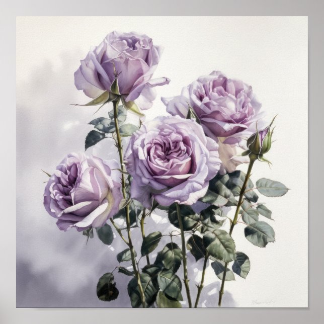 Lavendel Rose Blume Art Print Poster (Vorne)
