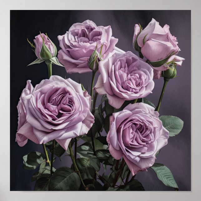 Lavendel Rose Blume Art Print Poster (Vorne)