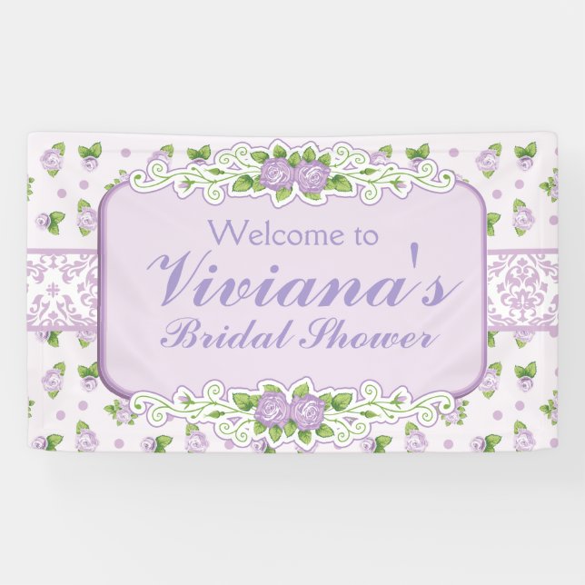 Lavendel Rose Brautparty Banner (Horizontal)