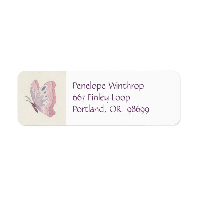 Lavendel Rose Butterfly-Adressetikett (Vorne)