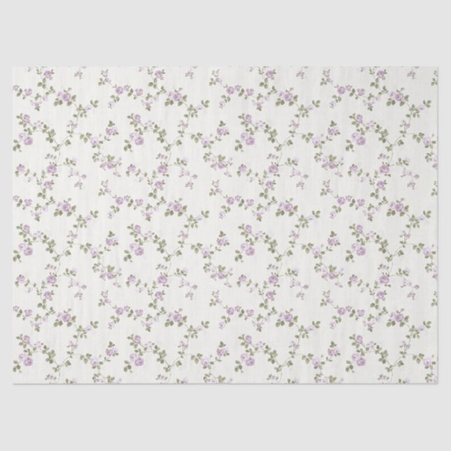 Lavendel Rose Elfenbein Shabby Geschenkpapier Seidenpapier (Vorderseite)
