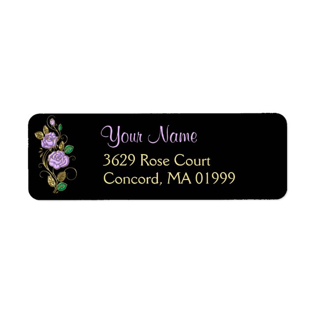 Lavendel Rose Gold Black Address Label (Vorne)