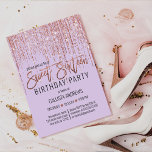 Lavendel Rose Gold Glitzer Fringe Vorhang Sweet 16 Einladung<br><div class="desc">Diese glamouröse und luxuriöse 16 . Geburtstag Geburtstagsfeier ist das perfekte Design für die besondere Veranstaltung Ihres jungen Teenagers. Es ist mit einem Imitat funkelnd Rose Gold Glitzer Randvorhang mit Imitaten Glitzer Typografie auf einem einfachen Lavendel lila Hintergrund. Es ist ein elegantes, elegantes, trendiges und modernes Bing-Design mit einem Hollywood-Ambiente!...</div>