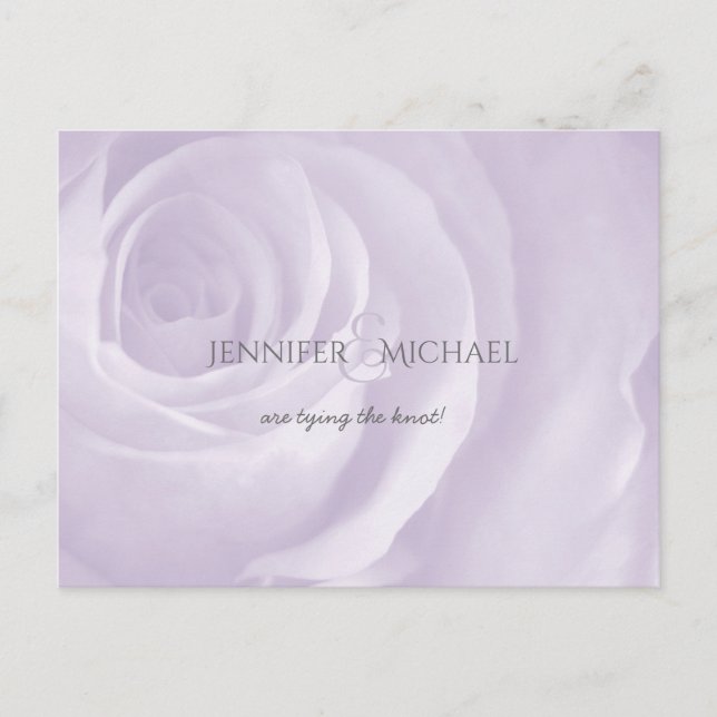 Lavendel-Rose, schlichte Hochzeit Save the Date Ankündigungspostkarte (Vorderseite)