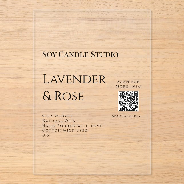 Lavendel Rose Soy Kerzen Business hinzufügen q r C Acryleinladungen (Vorderseite)