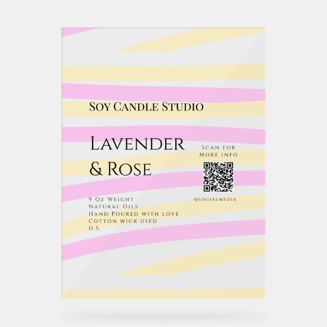 Lavendel Rose Soy Kerzen Business hinzufügen q r C Acrylschild (Vorderseite)