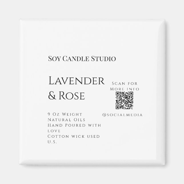 Lavendel Rose Soy Kerzen Business hinzufügen q r C Magnet (Vorne)