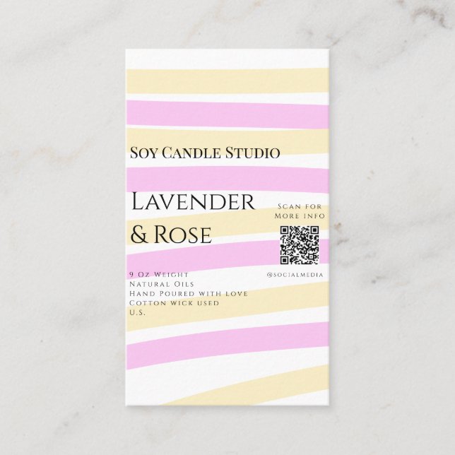 Lavendel Rose Soy Kerzen Business hinzufügen q r C Visitenkarte (Vorderseite)