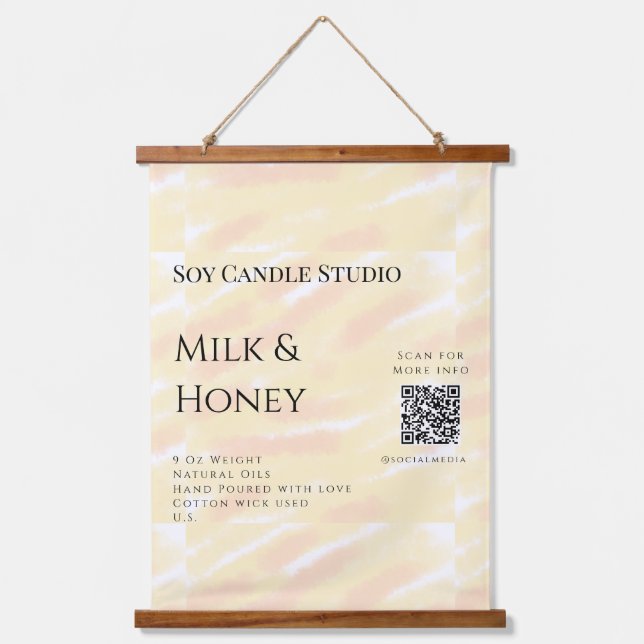 Lavendel Rose Soy Kerzen Business hinzufügen q r C Wandteppich Mit Holzrahmen (Vorderseite)