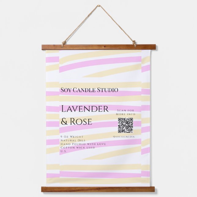 Lavendel Rose Soy Kerzen Business hinzufügen q r C Wandteppich Mit Holzrahmen (Vorderseite)
