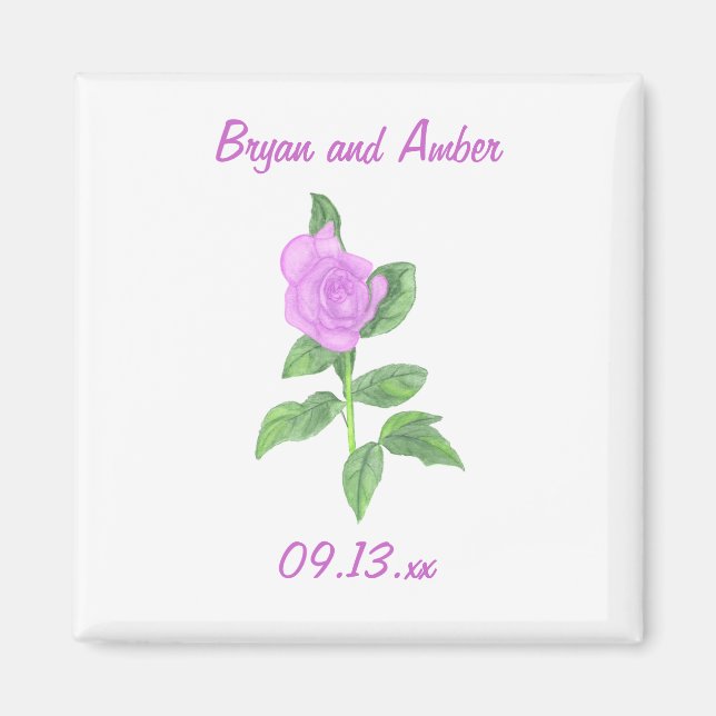 Lavendel Rose Speichern Sie das Datum der Hochzeit Magnet (Vorne)