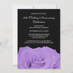 Lavendel Rose und Black 50. Hochzeitstag Einladung