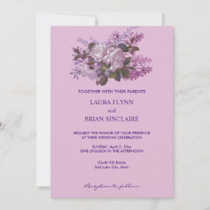 Lavendel, Rose und Lilacs, Hochzeit Einladung
