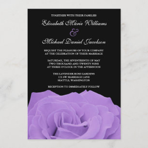 Lavendel-Rose und Schwarze Hochzeit Einladung