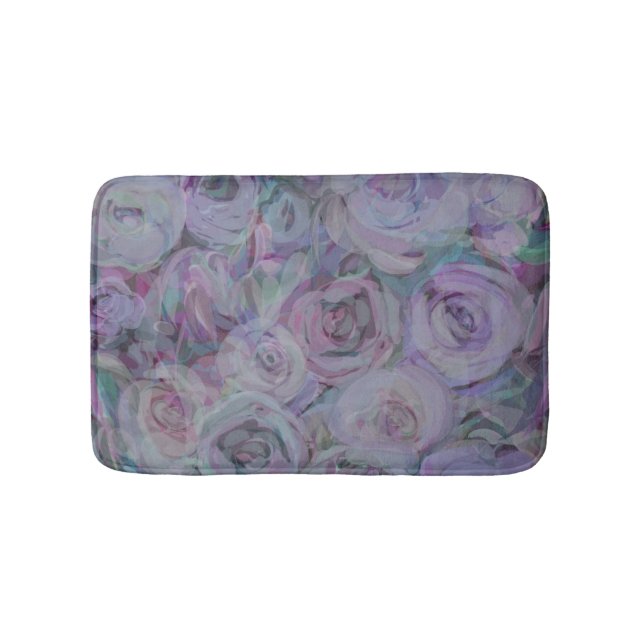 Lavendel Rose Wasserfarbene Kunst Badematte (Vorderseite)