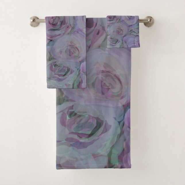 Lavendel Rose Wasserfarbene Kunst Badhandtuch Set (Insitu)