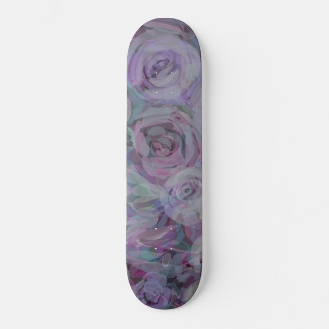 Lavendel Rose Wasserfarbene Kunst Skateboard (Vorderseite)
