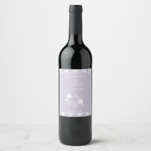 Lavendel Rose Wedding Wine Label Weinetikett
