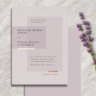 Lavendel Roségold Neutrale Minimalistische Hochzei Folieneinladung