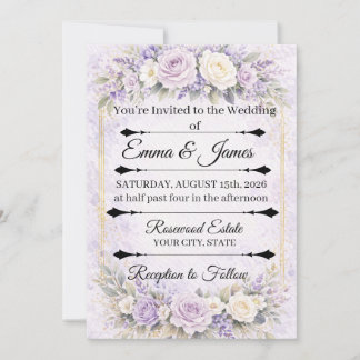 Lavendel-Rosen-Hochzeitseinladung Einladung