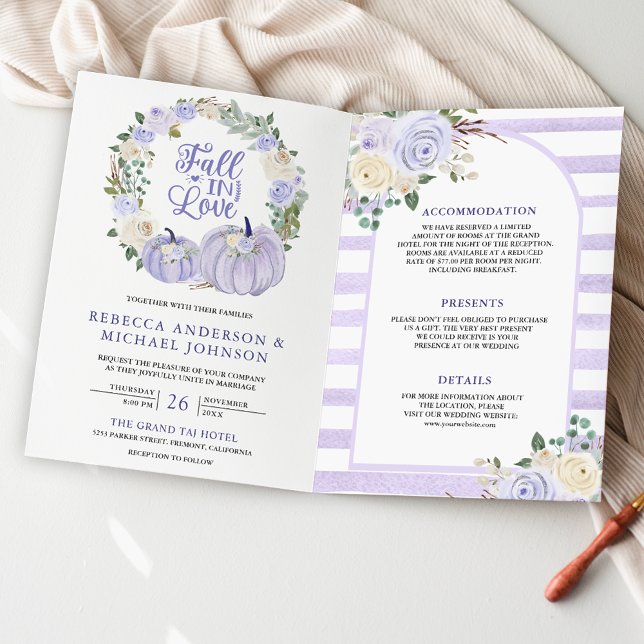 Lavendel-Rosen-Kürbis-QR-Code-Hochzeit Einladung (Von Creator hochgeladen)