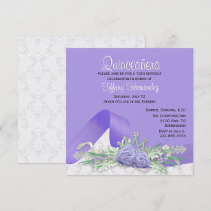Lavendel-Rosen Quinceañera-Geburtstagseinladung Einladung