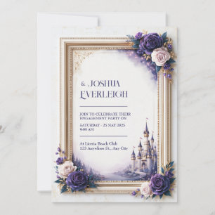 Lavendel-Rosen-Schloss-Hochzeit Einladung