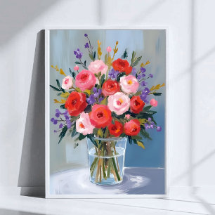 Lavendel-Rosen-Sträußchen   Blumenmalerei Floral Poster