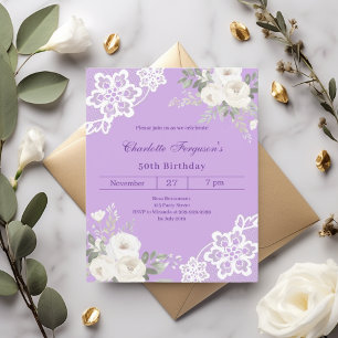 Lavendel Roses Geburtstagseinladung
