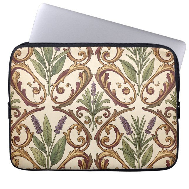 Lavendel-Rosmarin-Gold-Rollenmuster  Laptopschutzhülle (Vorderseite)