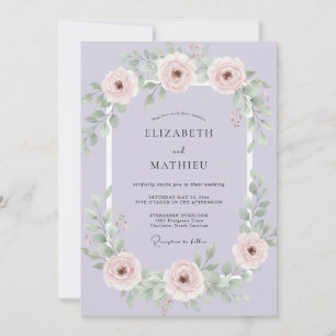 Lavendel Ruhige Florale Hochzeit Einladung