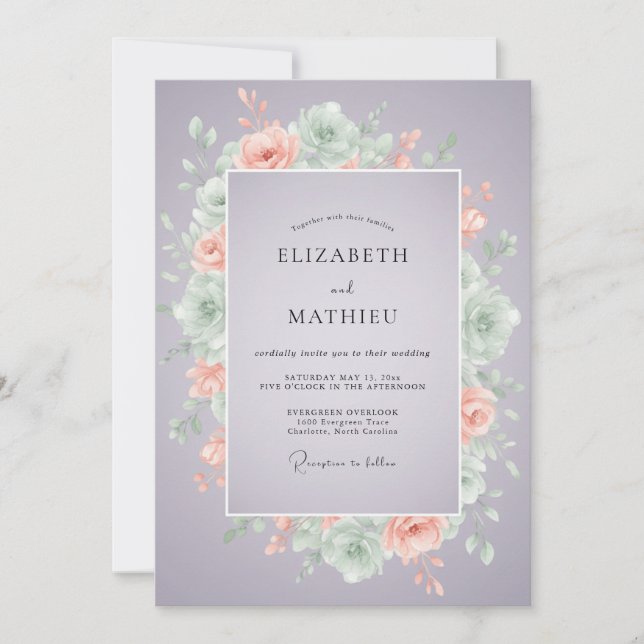 Lavendel Ruhige Sukkulente Hochzeit Einladung (Vorderseite)