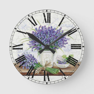 Lavendel Runde Wanduhr