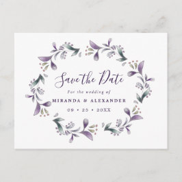 Lavendel Save the Date blühend lila und grün Postkarte