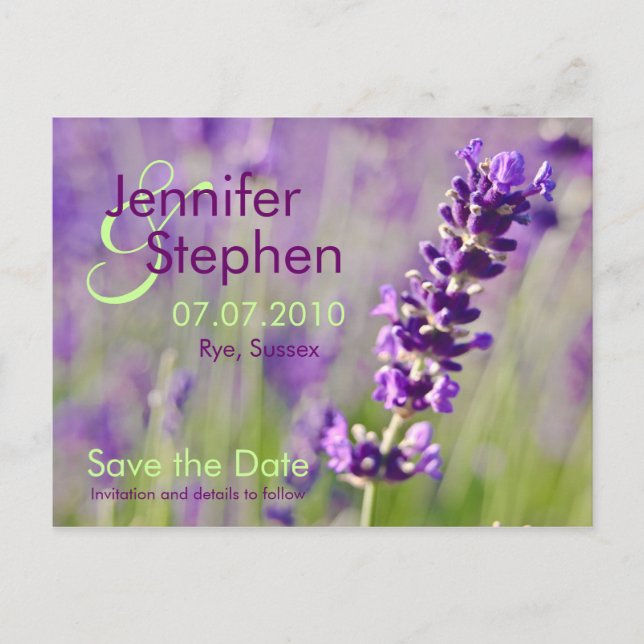 Lavendel ・ Save the Date Postkarte (Vorderseite)