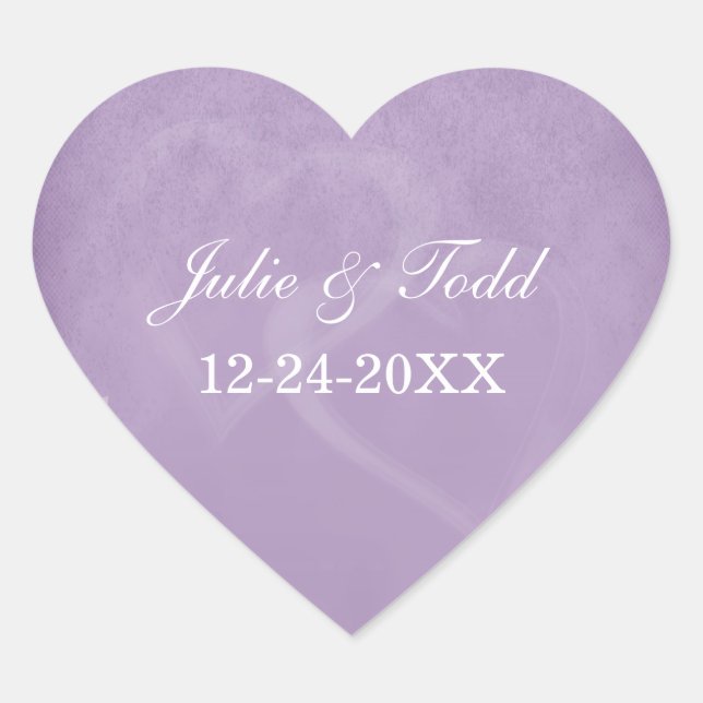 Lavendel Save the Date Vintag Herz-Aufkleber (Vorderseite)
