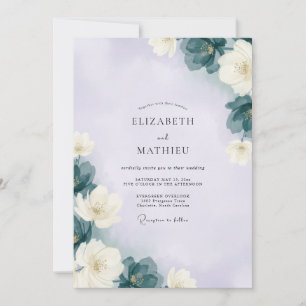 Lavendel-Schiefer-Blüten-Hochzeit Einladung