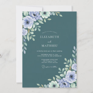 Lavendel-Schiefer-Ranunculus-Eukalyptus-Hochzeit Einladung