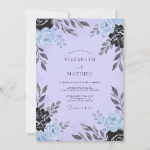 Lavendel-Schiefer-Rosen-Hochzeit Einladung