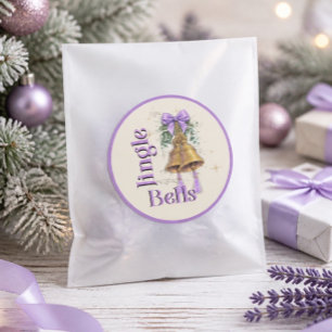 Lavendel-Schleife & Quaste Jingle Bells Runder Aufkleber