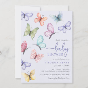 Lavendel Schmetterling Babyparty Einladung