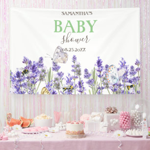 Lavendel-Schmetterlinge Botanische Babyparty  Banner