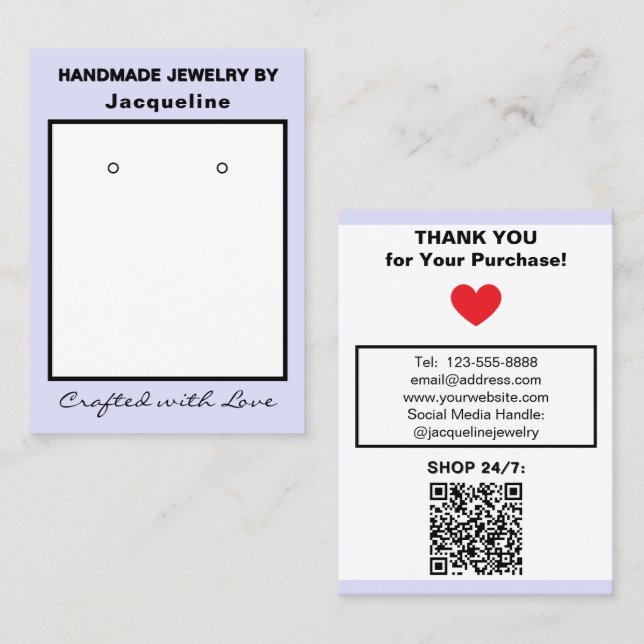 Lavendel-Schmuck-Ohrringe QR-Code Visitenkarte (Vorne/Hinten)