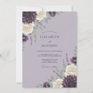 Lavendel-Schmuckvolle Florale Hochzeit Einladung