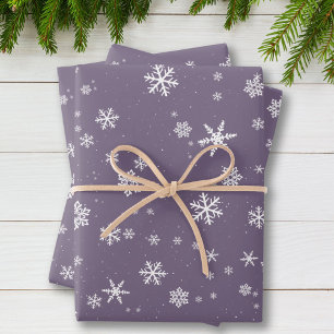Lavendel-Schneeflocke Schnee Winter Weihnachten Fe Geschenkpapier Set