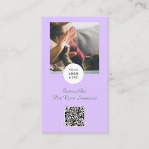 Lavendel-Schrift Geschäftskarten-QR-Code-Service-M Visitenkarte