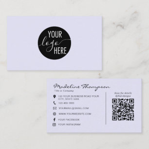 Lavendel-Schriftzug Professionelles Firmenlogo QR- Visitenkarte