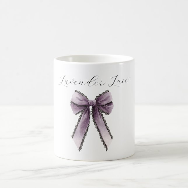 Lavendel Schwarz Spitzen-Schleife Kaffeetasse (Mittel)