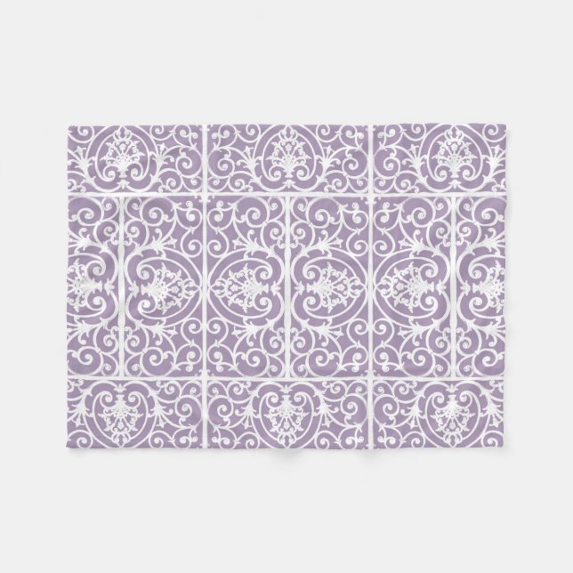 Lavendel-Scrollwork-Muster Fleecedecke (Vorderseite (Horizontal))